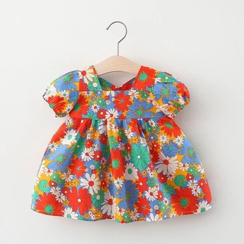 Melario Baby Meiteņu Drēbes 2021. Gada Vasarā Bērni Meiteņu Princešu Kleitas Saldu Ziedu Drukāt Loku Toddler Apģērbs, Zīdaiņu Apģērbs