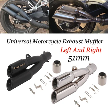 Motociklu Dubultā Caurums Izplūdes Caurules Pot Echappement Moto Motociklu Muffler Aizbēgt ar DB Killer Benelli 502C R1 R3 R25