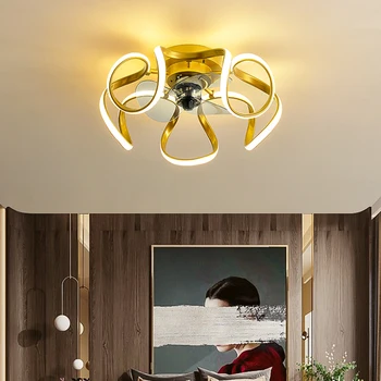 Mūsdienu dekoratīvās led griestu lampas lustras ventilators guļamistaba griestu ventilators ar led apgaismojuma un kontroles griestu ventilatori ar gaismas