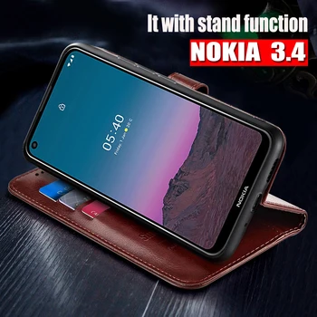 Nokia 3.4 Gadījumā Mīksto TPU Silikona ādas maks, Vāks Nokia3.4 Lietā flip Capa Nokia 3.4 Tālrunis Coque Būtiska Soma