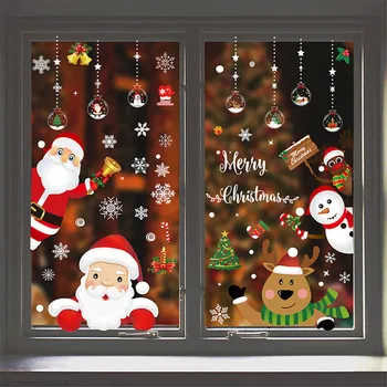 Noņemams Ziemassvētku Sienas Uzlīmes Double-sided Statiskā Logu Stikls, Uzlīmes, Ziemassvētku Dekori Bērnu Istabā Sienas Uzlīmes Jauno Gadu Uzlīmes