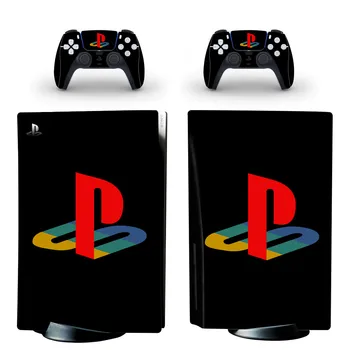 Pure Black PS5 Standarta Disku Ādas Decal Uzlīmes Vāks PlayStation 5 Konsole un 2 Kontrolieri PS5 Ādas, Vinila Uzlīmes