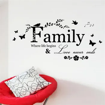 Radošā mīlestības ģimenes citātus, sienas uzlīmes, mājas dekoru dzīves telpu dekorēšana vinila sienas uzlīmes diy sienas mākslas plakāti