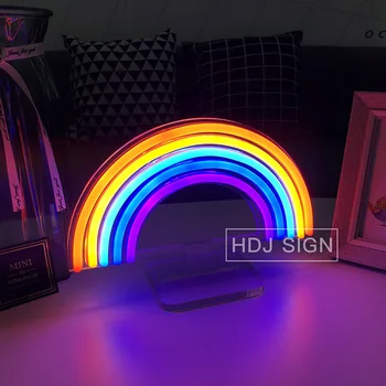 Rainbow Neona Zīme Meitene Bērnu Pirmsskolas Istabas LED Gaismas Varavīksnes Apdare Bērnu Dāvanu USB Skatīties LED Nakts Gaisma