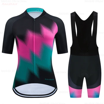 RAUDAX ir 2021. Sievietēm, Anti-UV Velo Apģērbs, Komplekts ar Īsām Piedurknēm Riteņbraukšana Svīteri Ropa De Ciclismo Velosipēdu Komanda Ceļa MTB Velosipēds Drēbes