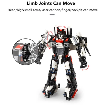 Robots Un Fighter 2-In-1 Bloku Montāža Rotaļlietas Dual Mehānisko Elastīgu Kopīgu Atdzist Divas Formas Uguns Lodes Tālvadības Robotu