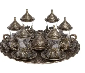 Roku darbs autentisks dizains turku, grieķu, arābu tējas set 6 pakalpojumu tēja, kausi ar vāku, renes patvaļīgi candy trauku dāvanu