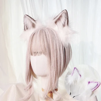 Roku darbs kaķa auss hairband mājās krāsoti zvērs auss kc gudrs Lolita galvassegu