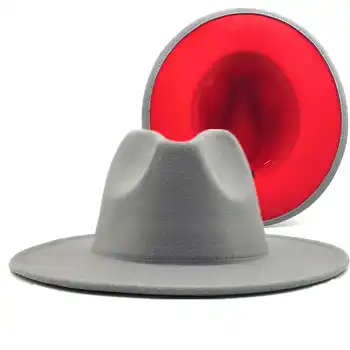 Sarkanā Jauno Balto Lupatu Jūtama Džeza Cepuri Klp Vīrieši Sievietes Dzīvoklis Malām Vilnas Maisījums Fedora Cepures Panama Trilby Vintage Cepuri 56-58-60CM