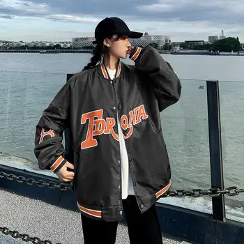 Sieviešu jaka ir 2021. jaunu vīriešu un sieviešu mēteļi Harajuku Amerikāņu retro atšķirībā beisbola uzvalks pāris zaudēt sporta BF jaka