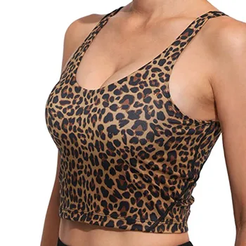 Sieviešu Leopard Sporta Krūšturis Bez Piedurknēm Ikdienas Drukas Veste Krūšu Pad Apriti Īsi Topiņi Kultūraugu Top Fitnes Push Up Apakšveļa