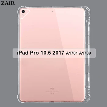 Silikona Case For iPad Pro 10.5 2017 A1701 A1709 Pārredzamu Mīksto Gadījumā Ar Zīmuļa Turētājs iPad Gaisa 3 A2123 A2152Back Vāciņu