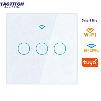 Smart WiFi touch switch darbu ar alexa, Google Home balss vadības, ES standarta AC 110V-240V 1/2/3gang pārtraukt touch sienas slēdzi