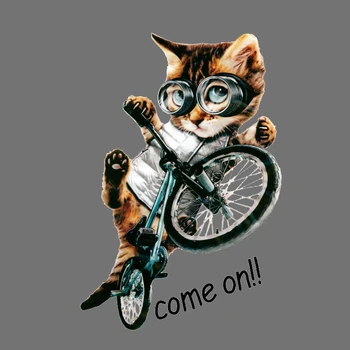 Smieklīgi Velosipēdu Kaķis Plāksteris Dzelzi uz Siltuma Pārneses Drukāšanas Uzlīmes, Drēbes, T-Kreklu DIY Appliques Siltuma Plāksteri Mazgājams Dekori