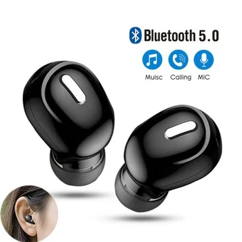 Super Mini Bluetooth saderīgu 5.0 In-Ear Austiņas Bezvadu Austiņas Stereo Sporta Neredzamu Dizaina Earbuds Austiņas Ar Mic
