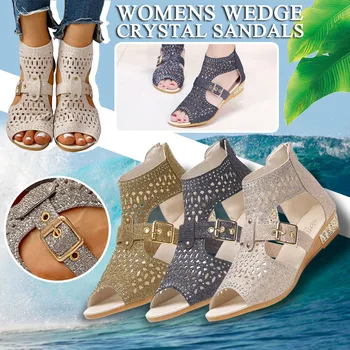 Telotuny Sandales Sieviešu Modes Vintage Kristāla Āra Dobi No Zip Up Sandales Atvērtu Purngalu Gadījuma Kāzu Sūkņi Sievietēm Sandalias