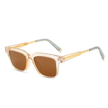 TIK&EI Retro Metāla Kvadrātveida Sieviešu Saulesbrilles Modes Šampanieti Leopard Briļļu Toņos UV400 Trending Vīriešiem Konfektes Krāsu, Saules Brilles