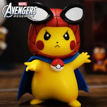 TOMY Pokemon Gudrs Cosplay Pikachu Cos Avengers Dzelzs Vīrs Brīnums Rīcības Attēls, Anime Rotaļlietas Bērniem Bērniem