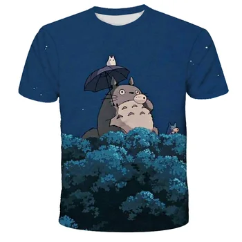 Totoro T Krekli Smieklīgi Cute Anime 3D Miyazaki Hayao Totoro T-krekls Modes Gadījuma Vasaras Topi ar Īsām Piedurknēm Krekli