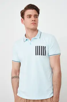 Trendyol Vīriešu Slim Fit Īsām Piedurknēm Drukāts Polo Apkakle T-krekls TMNSS21PO0054
