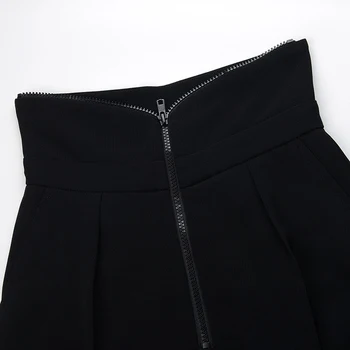 TWOTWINSTYLE Vintage Black Taisnas Bikses Sievietēm ar Augstu Vidukli, Pilna Garuma Plaša Kāju Bikses Sieviešu 2021. Gada Pavasara Modes Apģērbi