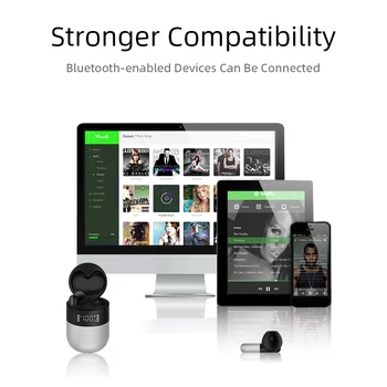 TWS Bezvadu Austiņas LED Jauda 5.0 Displejs Bluetooth Bez Kavēšanās Dubultā Saite Sporta Ūdensizturīgs Austiņas Xiaomi Apple Huawei