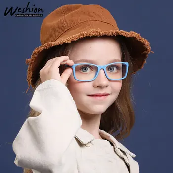Vintage Blue Gaismas Bērniem, Brilles Bērnu Optiskās Rāmis Zēns Meitene Pārredzamu Saules Glasse Anti Glare Datora Lietojuma UV