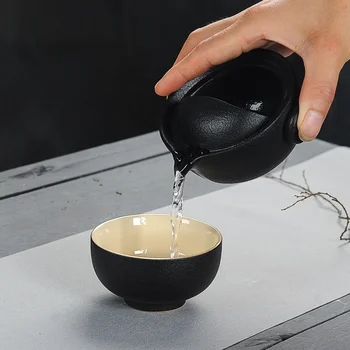 Violetā Māla Tējkanna Ceļojumu Portatīvo TeaCup Uzstādītu Tradicionālo Keramikas Tējas Komplekts Dāvanu Keramikas Ātri Kausa Ceļojumu Dizainers Ūdens Kausa Tendence