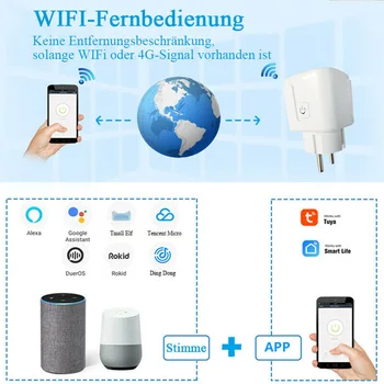 WiFi Smart Plug 16A ES Ligzda Tuya Smart Dzīves APP Darbu ar Alexa, Google Home Palīgs Balss Kontroles Pilnvaras Uzraudzīt Laiks