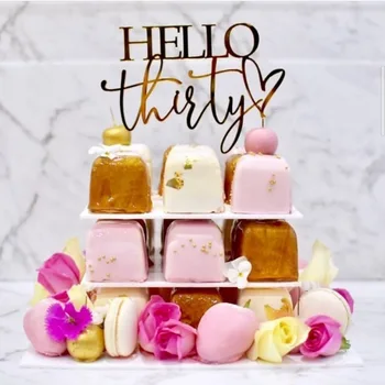 Zelta 30. Dzimšanas dienu, Akrila Kūka Toppers Trīsdesmit Happy Birthday Cupcake Cilindrs Dekori Trīsdesmit Dzimšanas dienas svinības Kūka Rotājumi