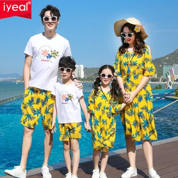 Ģimenes Saskaņojot Tērpiem Vasaras Kokvilnas T krekls Mātes-Bērna Atbilstošas Drēbes Ģimenes izskatīties Māte-Meita, Kleita, Pāris Drēbes