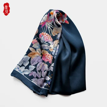 Ķīniešu stilā Ilgi šalle sievietēm, dabīgā zīda satīna šalles modes karstā pārdošanas Zīmolu foulard dāma lakatu, māte vai sieva dāvanas