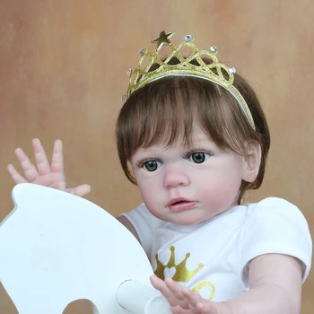 60 CM Gatavais 3D-Krāsas Ādu Mīkstu Silikona Atdzimis Baby Toddler Lelle Meiteni 24 Collu Auduma Struktūra Rotaļlietas Princese Saģērbt Dzīvs Bebe