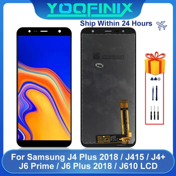 AMOLED Samsung Galaxy J4 Plus 2018 J4+ LCD SM-J415 J610 J6 Plus J6+ Displejs, Touch Screen Digitizer Displejs, Rezerves Daļas