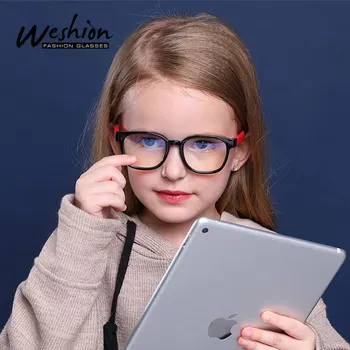 Bērniem Anti-zila Gaisma Brilles Laukumā Datoru Elastīgu Koriģējošas Brilles Optisko objektīvu ar UV Anti Glare Filtrs 3-10 Gadiem