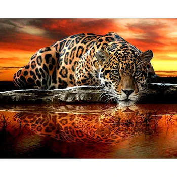 DIY Krāsošana Ar Numuriem, Leopard, Tiger Komplekts Krāsošana Ar Numuru Dzīvnieku 40x50cm Sienas Art Attēlu Akrila, Kanvas Gleznas, Mājas Dekoru