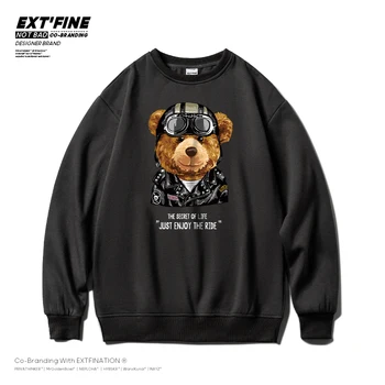 ExtFine Grafiskais Sporta Krekls Vīriešiem Hoodies Lielgabarīta Ikdienas Džemperis Silta Mīksta Vilnas Pelēkā Vārna Vīriešiem Korejas Streetwear Topi Hip Hop