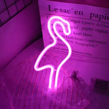 Flamingo Neona Gaismas Lampa LED Neona Dekori Lampas Akumulators/USB Darbināt Nakts lampas Guļamistabas, Dzīvojamā Istaba Kāzu svinības Bērniem, Dāvanu