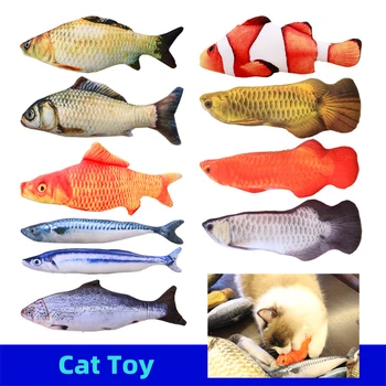 Jauni Mājdzīvnieki Plīša Simulācijas Zivju Forma Kaķis Rotaļlietas Interaktīvas Dāvanas Zivju Catnip Rotaļlietas Pildījuma Spilvens Lelle 3D Zivju Spēlē Rotaļlietas par Mājdzīvnieku