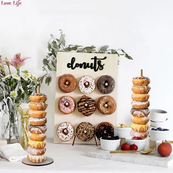 Koka DIY Donut Sienas Deserts Bārs, Kāzas, Kāzu Dekorēšana, Donuts Sienas Tur Salds Zemniecisks Donut Stāvēt Dēļi