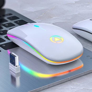 LED Backlit Uzlādējamais Bezvadu Silent Mouse USB Pele Ergonomiska Spēļu Pele Optiskā Desktop PC Klēpjdatora Peli