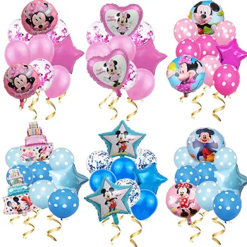 Minnie mouse folija baloni mickey 1. dzimšanas dienas svinības rotājumus bērniem ballon skaits 1 globos baby dušas konfeti lateksa bumbu rotaļlieta