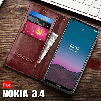 Nokia 3.4 Gadījumā Mīksto TPU Silikona ādas maks, Vāks Nokia3.4 Lietā flip Capa Nokia 3.4 Tālrunis Coque Būtiska Soma