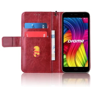 Par Digma LINX Bāzes 4G Maks Flip Case for Digma LINX Bāzes 4G Gadījumā ar Siksnu Statīva Luksusa PU Ādas Segumu Fundas