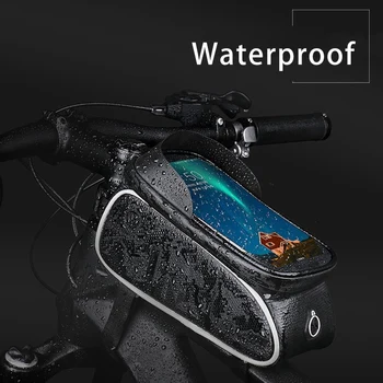 Riteņbraukšana BIke Velosipēdu Soma Ūdensizturīgs Touch Screen Velo Soma Top Priekšā Cauruļu Rāmi MTB Road Bike Bag 6.5 Tālruni Velosipēdu Piederumi