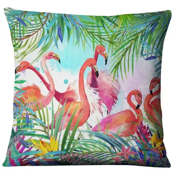 Roku apgleznoti Akvarelis Iespiesti Mākslīgās Veļa Spilvens Segums Dzīvniekiem, Augiem Flamingo Žirafe Mest Spilvendrāna Mājas Dekoru Apdare