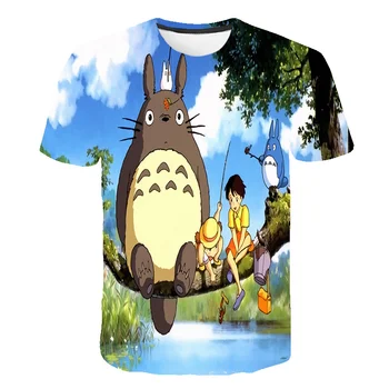 Totoro T Krekli Smieklīgi Cute Anime 3D Miyazaki Hayao Totoro T-krekls Modes Gadījuma Vasaras Topi ar Īsām Piedurknēm Krekli