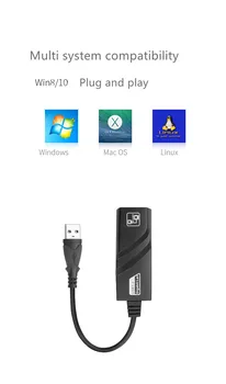 USB3.0 līdz RJ45, USB 3.0 Gigabit Ethernet RJ45 LAN (10 / 100 / 1000) Mbps tīkla adapteris win8 / 10 plug and play