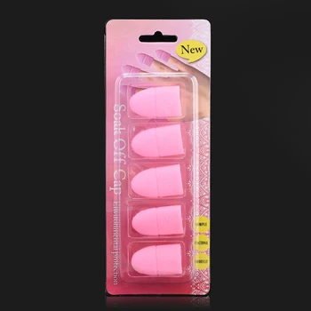 UV Gēla lakas Noņēmējs Wrap Instrumenti DIY Beauty Nagu Kopšanas Darbarīki, Jaunu 5gab/set Valkājamas Silikona Nail Art Samērcē Off Klp Klipu
