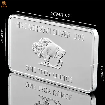 Vācija Buffalo Bārs Eiro Piparmētru 1 Trojas Unce Sudraba Stieņiem Bar Reprodukcija Monētu Vākšanas Vietas Sekundes